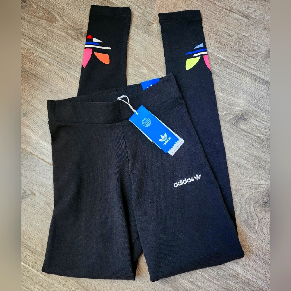 NWT! Adidas Originals Shattered Trefoil Women's Black Tights leggings XS - Picture 1 of 6